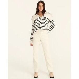 NWT J. Crew The Slouchy Straight Leg High Rise Boyfriend Jean 24 Natural Cream